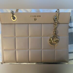 Michael Kors Cream and Gold Quilted Shoulder Bag